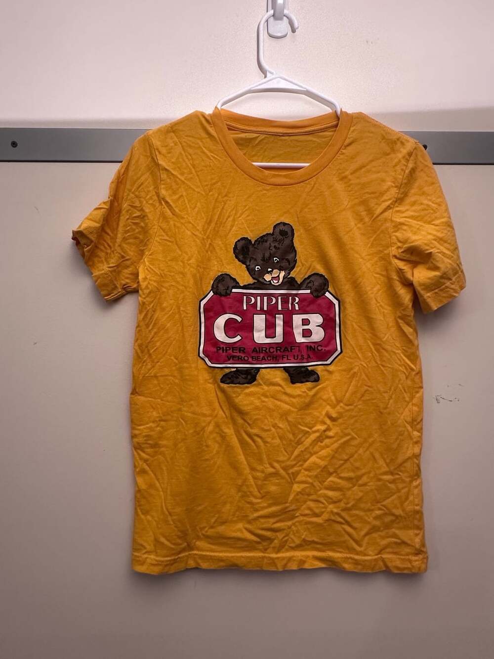Piper Aircraft Cub Bear Logo Yellow Graphic T-Shirt